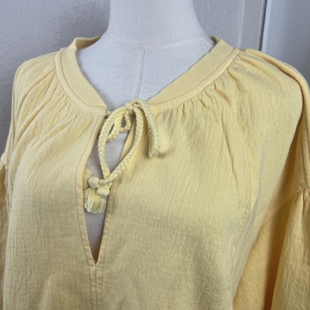 Aerie Easy Street Sweater Womens Medium Oversized Yellow Boho Lounge Coastal NWT - Picture 2 of 10